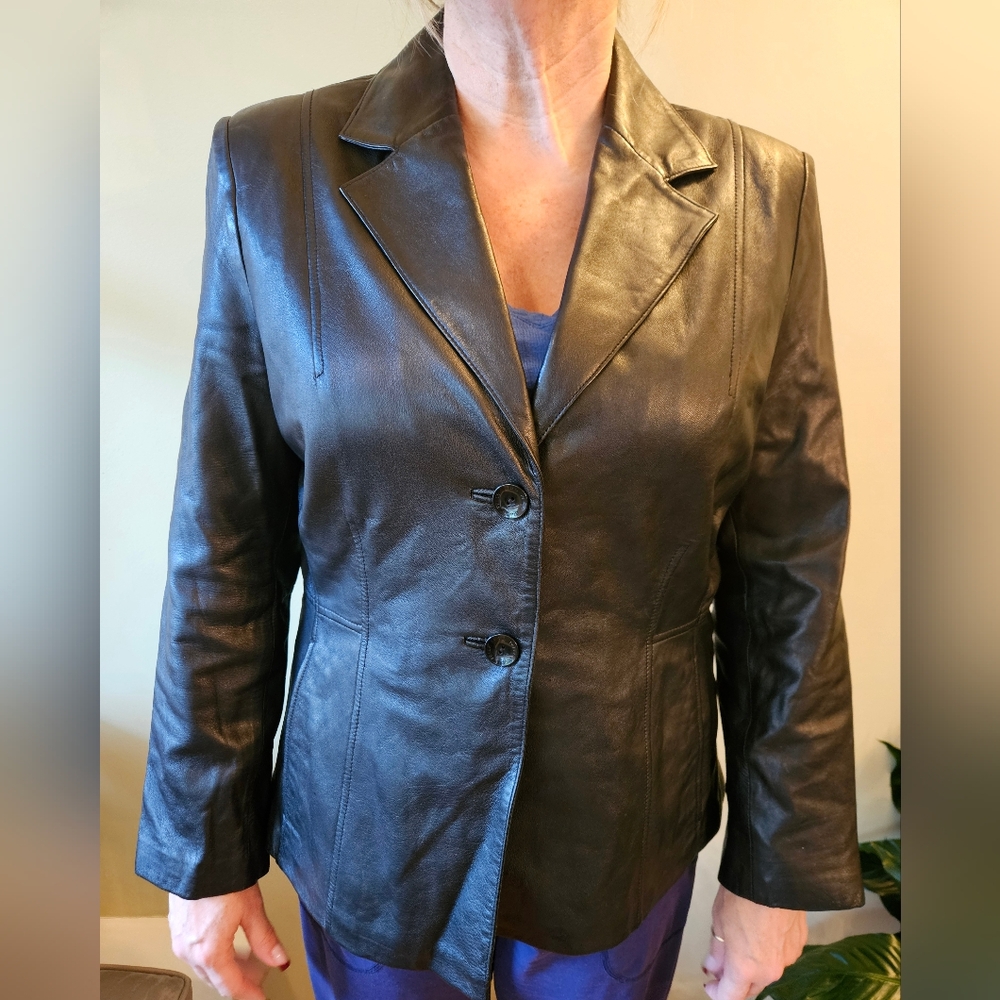 Black Leather Blazer Jacket